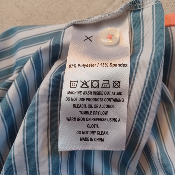 Maelreg Striped Light Blue Performance Golf Polo Men's Size Medium - Picture 5 of 8